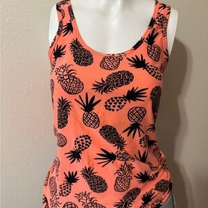 No Boundaries Orange Pineapple Print Tank Top